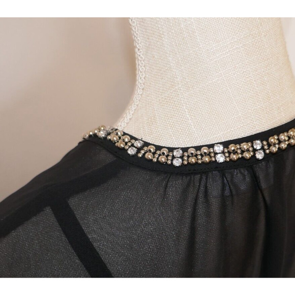 Liz Claiborne 3/4-Sleeve Embellished V- Neck Black Sheer Blouse and slip Size S - Picture 14 of 16